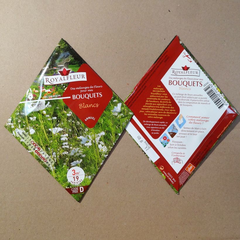 Voorbeeld van een exemplaar van Mengsel van witte snijbloemen om te zaaien - Zak voor 3 m² het zakje zaden van 3 gram zoals geleverd