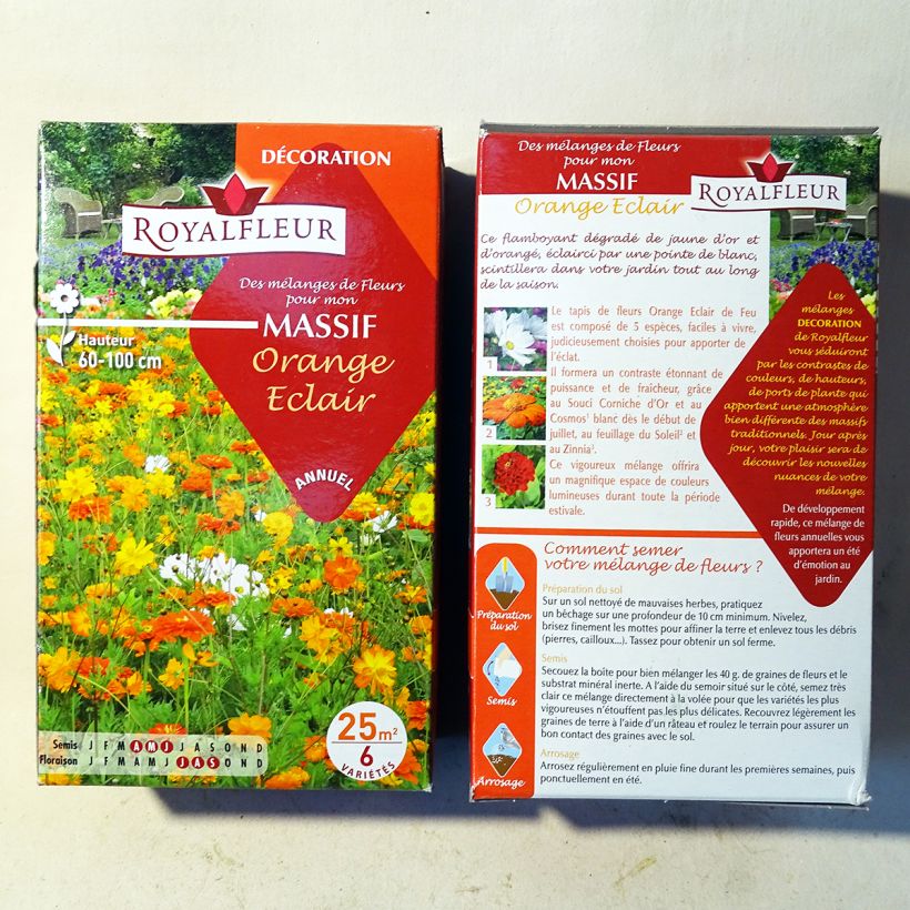 Voorbeeld van een exemplaar van Mengsel voor oranje bloemenborder - Doos voor 25 m2 het zakje zaden van 40 gram zoals geleverd