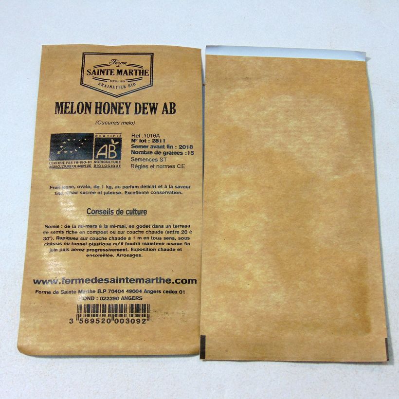 Example of Honingmeloen Honey Dew BIO - Ferme de Sainte Marthe het zakje met 15 zaden as you get