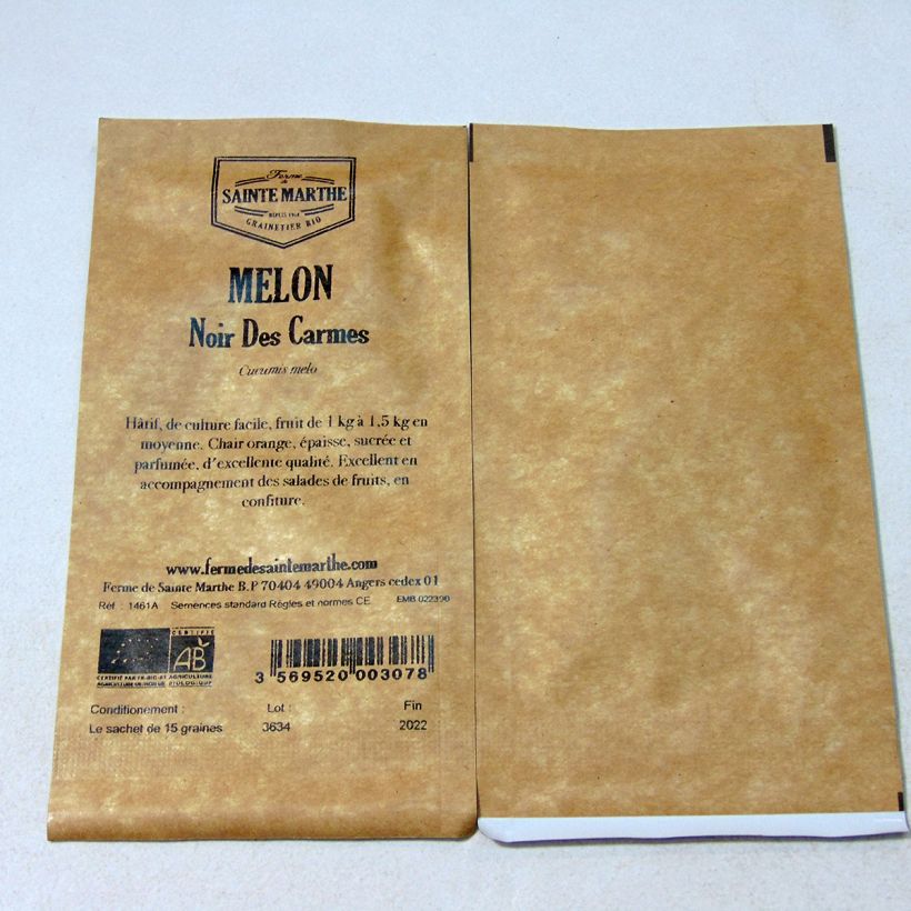 Example of Meloen Zwarte van de Karmelieten BIO - Ferme de Sainte Marthe het zakje met 15 zaden as you get