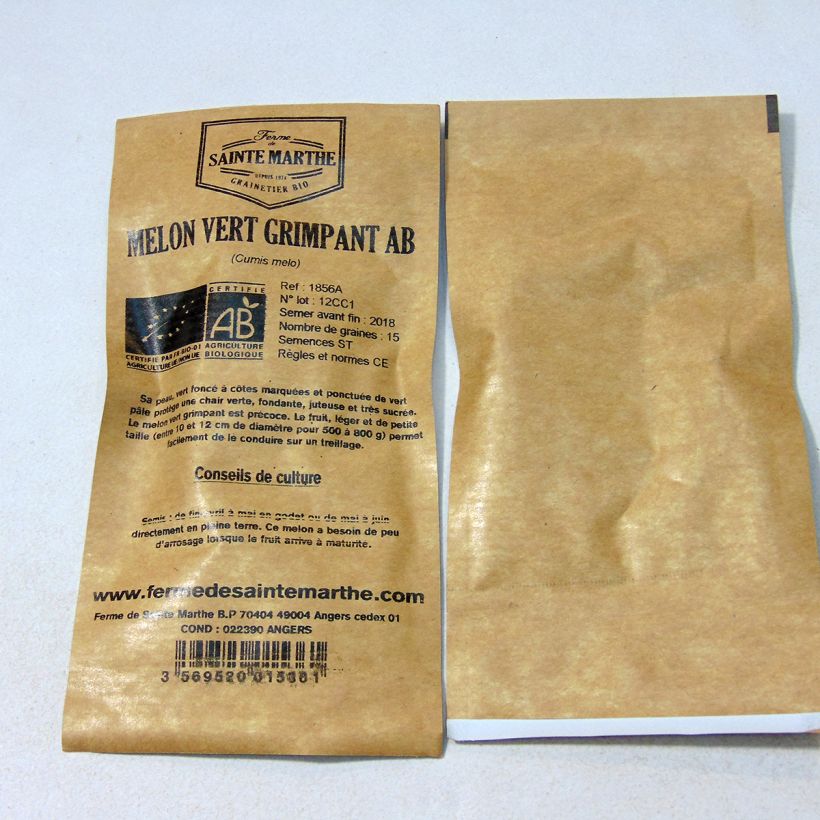 Example of Cantaloupe-meloen Vert Grimpant BIO - Ferme de Sainte Marthe het zakje met 15 zaden as you get