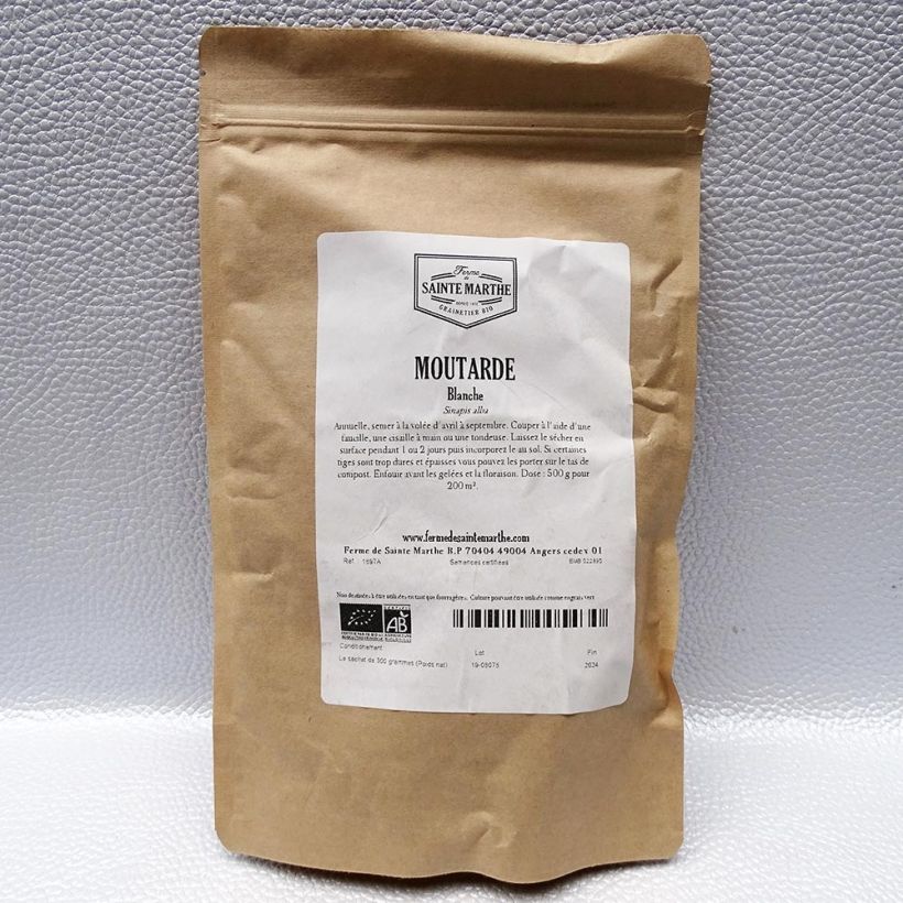 Voorbeeld van een exemplaar van Witte mosterd BIO groenbemester Ferme de Sainte Marthe - Sinapis alba het zakje zaden van 150 gram zoals geleverd