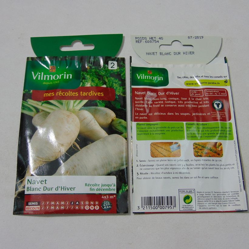 Voorbeeld van een exemplaar van Knolraap Witte harde winter - Vilmorin het zakje met 1600 zaden (4g) zoals geleverd