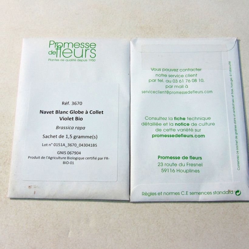 Voorbeeld van een exemplaar van Raap Witte ronde met violet halsje BIO Zaden zoals geleverd