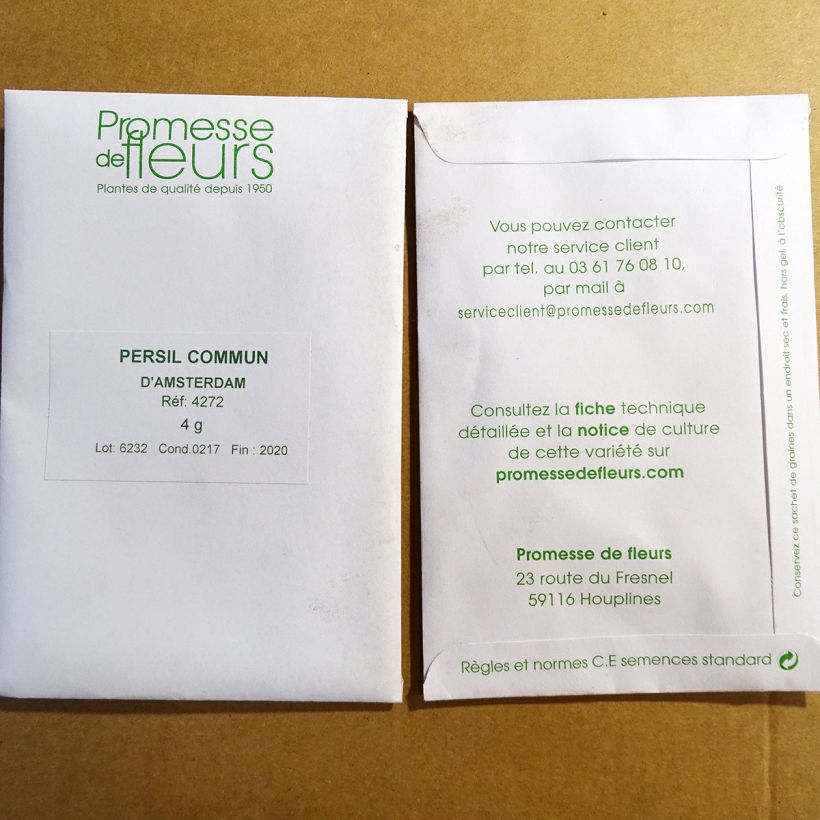 Voorbeeld van een exemplaar van Platte peterselie Amsterdamse Snij het zakje met 1700 zaden (4g) zoals geleverd