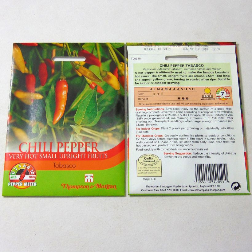 Example of Tabasco - Capsicum annuum het zakje met 15 zaden as you get