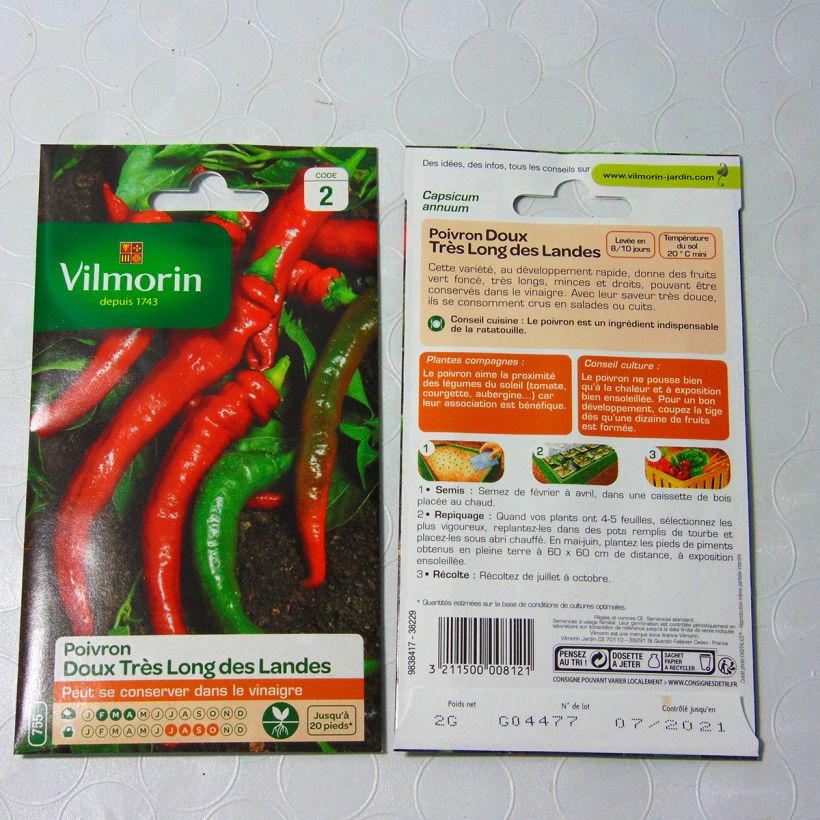 Example of Paprika Doux très long des Landes - Vilmorin het zakje met 240 zaden (2g) as you get