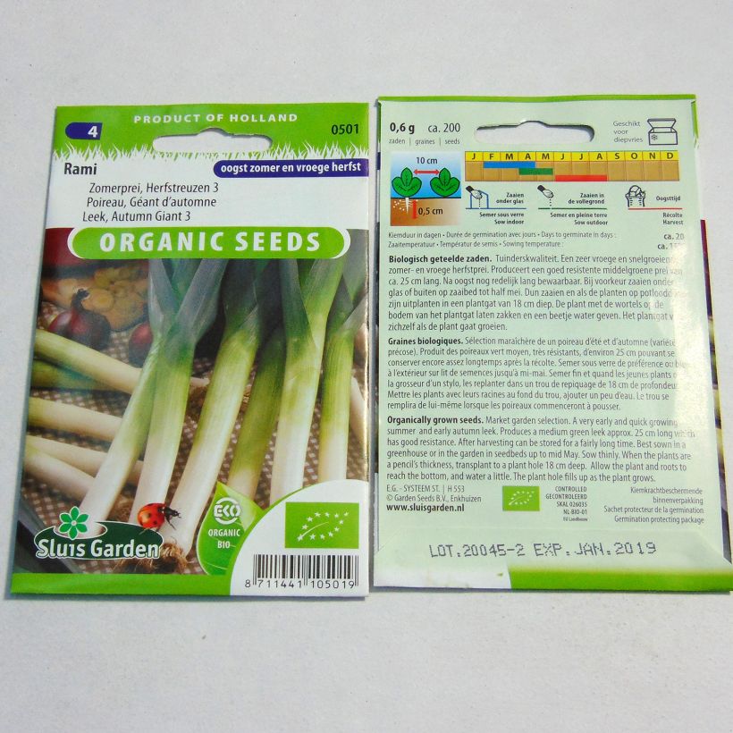 Voorbeeld van een exemplaar van Prei Herfstreuzen 3 Rami BIO het zakje met 200 zaden zoals geleverd