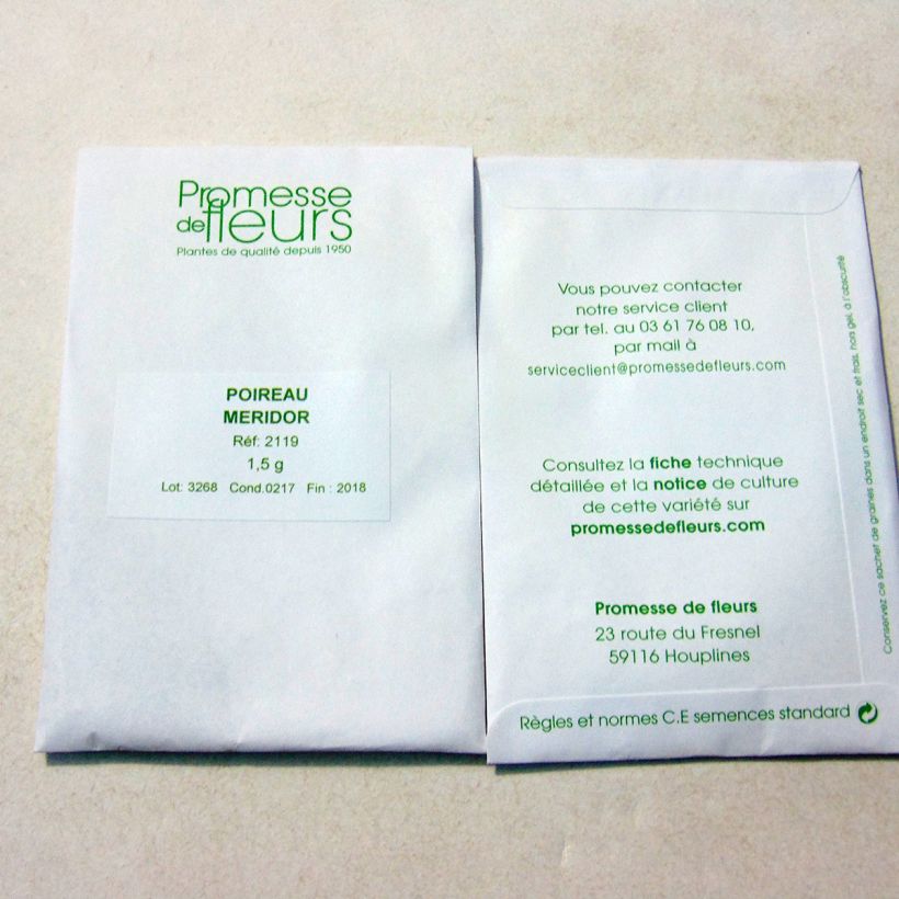 Voorbeeld van een exemplaar van Prei Méridor het zakje met 250 zaden (1g) zoals geleverd