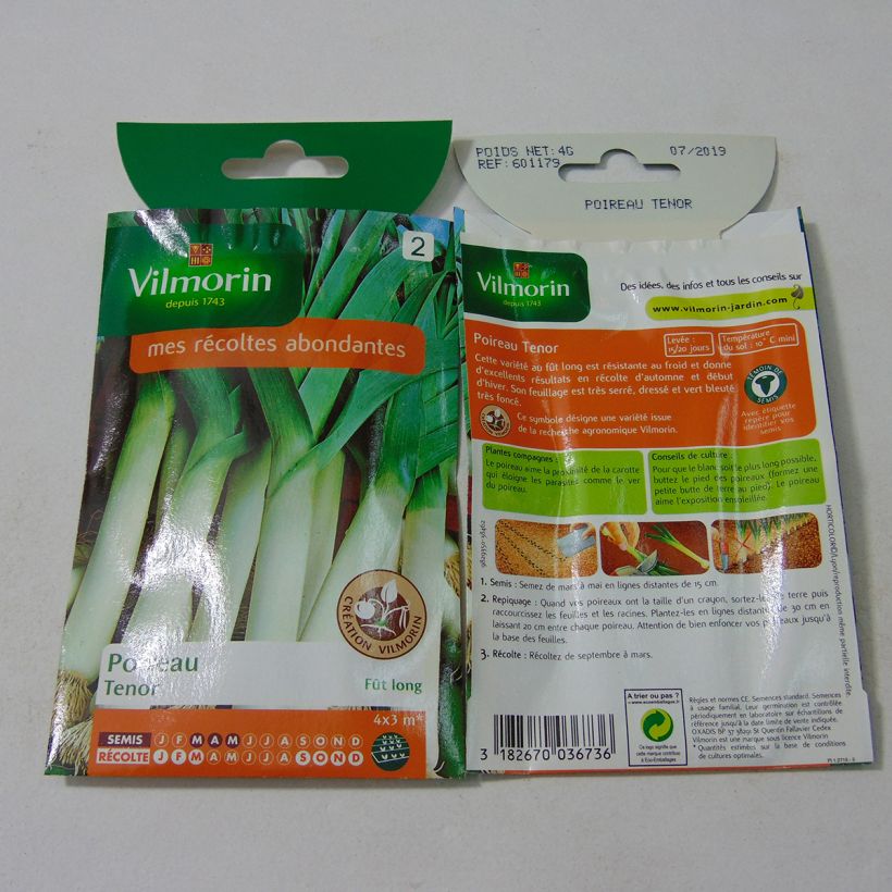 Voorbeeld van een exemplaar van Prei Ténor - Vilmorin het zakje met 1000 zaden (4g) zoals geleverd