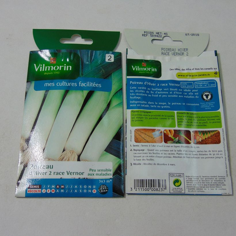 Voorbeeld van een exemplaar van Winterprei Vernor - Vilmorin het zakje met 1000 zaden (4g) zoals geleverd