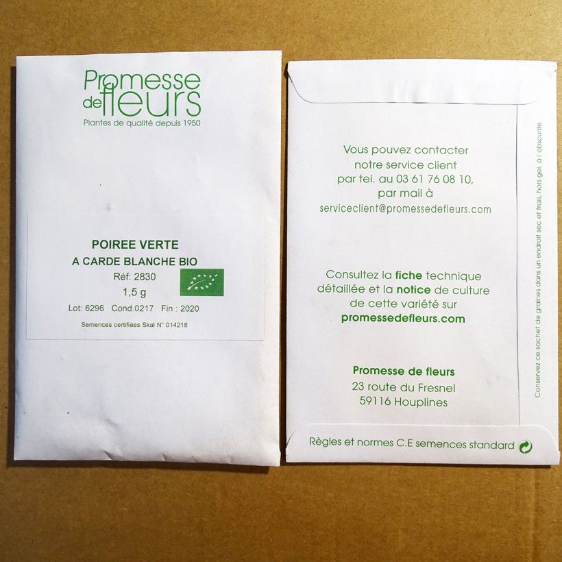 Voorbeeld van een exemplaar van Snijbiet BIO het zakje met 120 zaden (3g) zoals geleverd