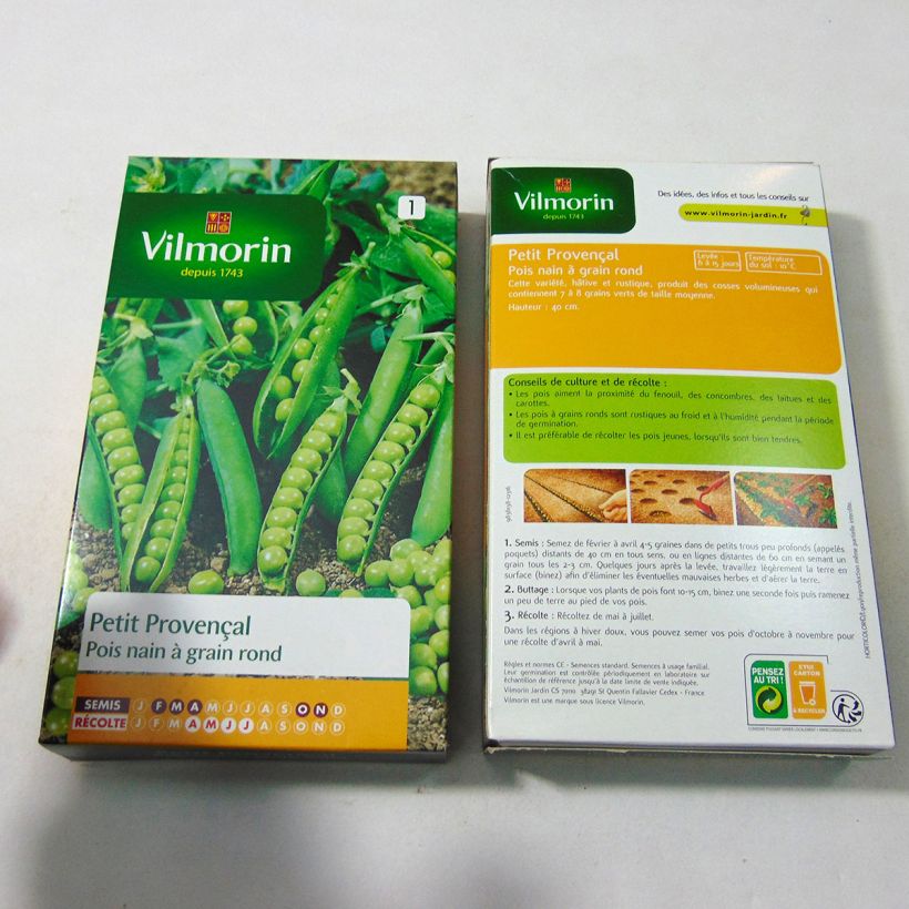 Voorbeeld van een exemplaar van Doperwt Kleine Provençaalse - Vilmorin het zakje met 800 zaden zoals geleverd