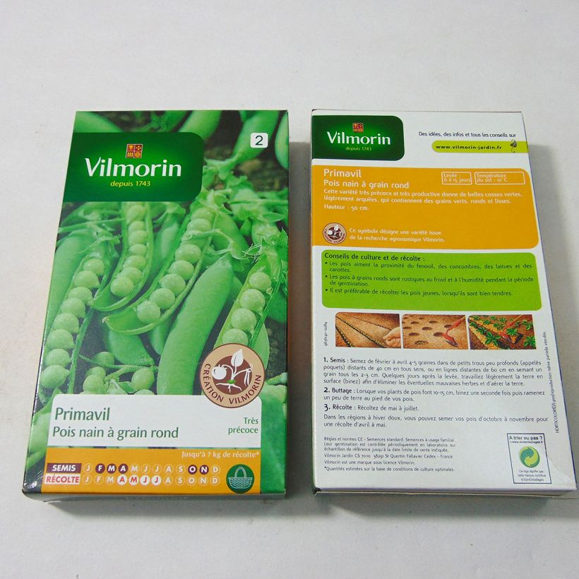 Voorbeeld van een exemplaar van Doperwt Primavil - Vilmorin het zakje met 600 zaden (200g) zoals geleverd