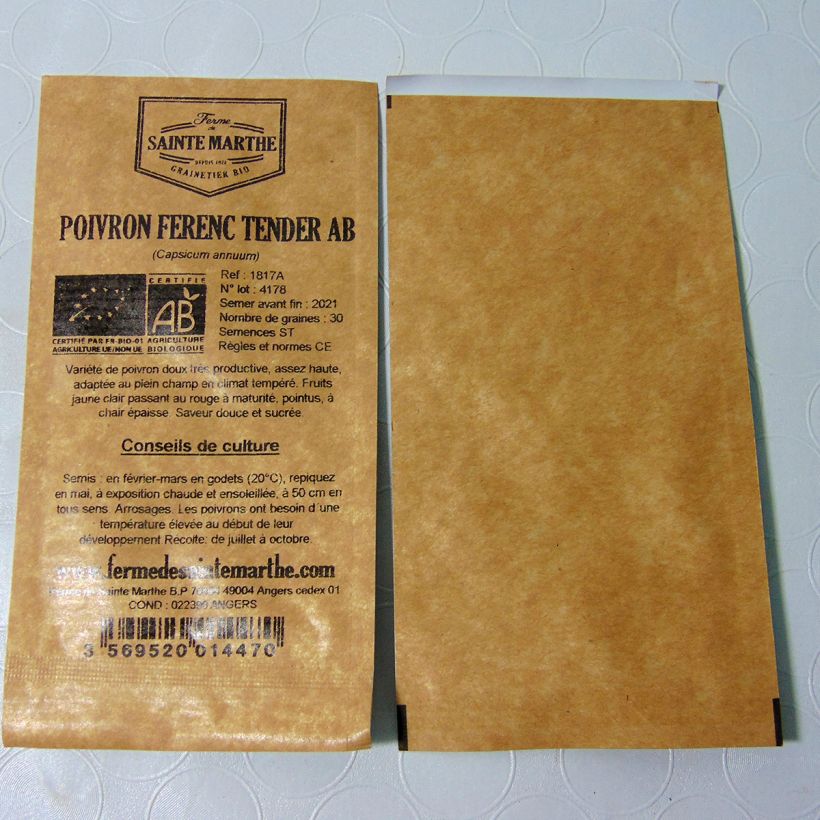 Example of Paprika Ferenc Tender BIO - Ferme de Sainte Marthe het zakje met 30 zaden as you get