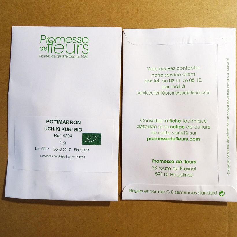 Example of Hokkaido-pompoen Uchiki Kuri BIO het zakje met 10 ? 15 zaden (2g) as you get