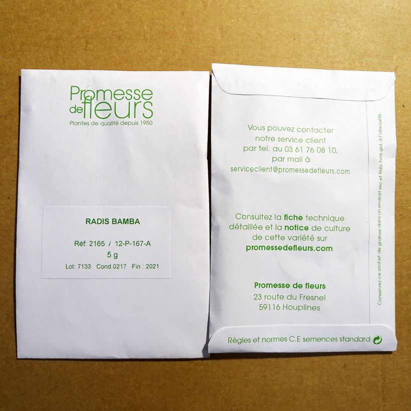 Voorbeeld van een exemplaar van Radijs Bamba het zakje met 500 zaden (5g) zoals geleverd