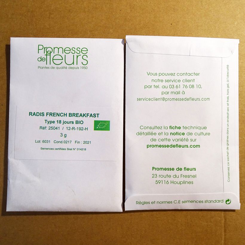 Voorbeeld van een exemplaar van Radijs French Breakfast BIO het zakje met 500 zaden (5g) zoals geleverd