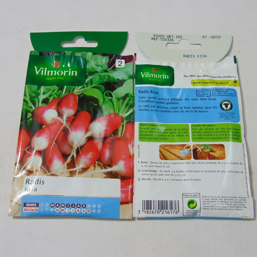 Voorbeeld van een exemplaar van Radijs Kiva - Vilmorin het zakje met 800 zaden (10g) zoals geleverd