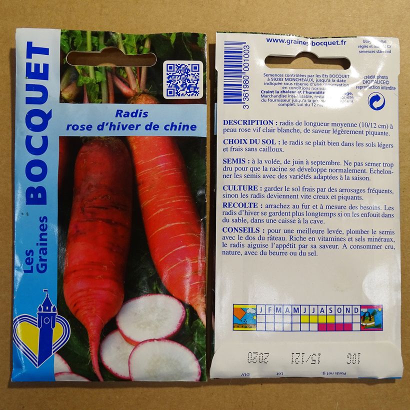 Voorbeeld van een exemplaar van Radijs Rose d'hiver de Chine het zakje met 800 zaden (10g) zoals geleverd