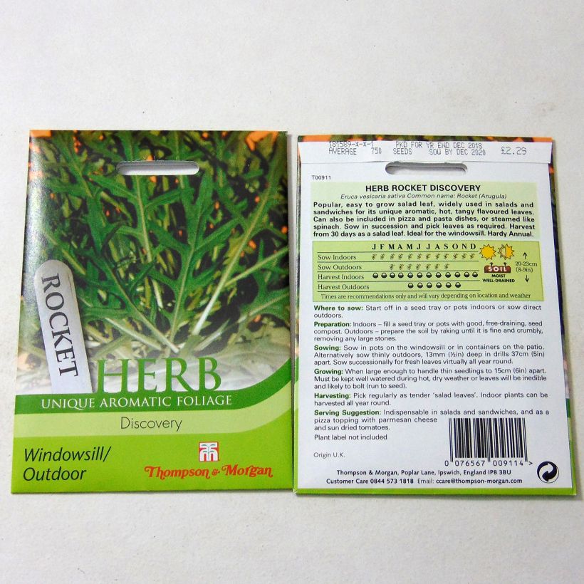 Voorbeeld van een exemplaar van Rucola Discovery het zakje met 750 zaden zoals geleverd