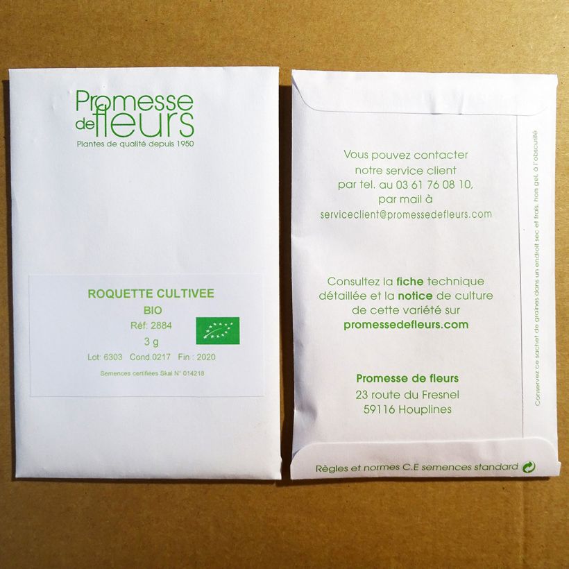Voorbeeld van een exemplaar van Rucola Astra BIO het zakje met 1000 zaden (3g) zoals geleverd