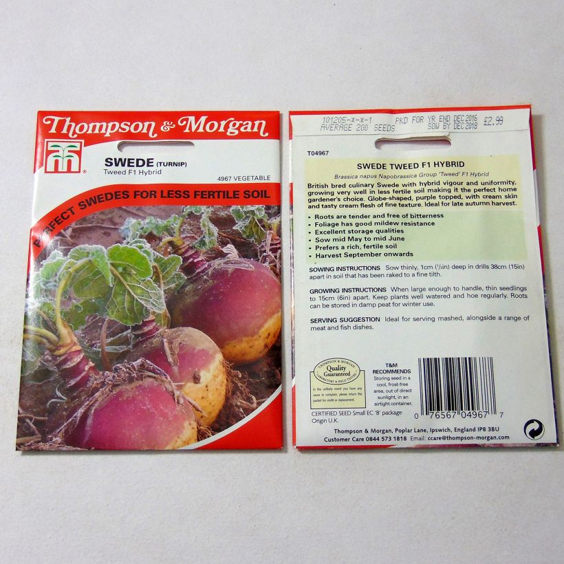 Voorbeeld van een exemplaar van Koolraap Tweed het zakje met 200 zaden zoals geleverd