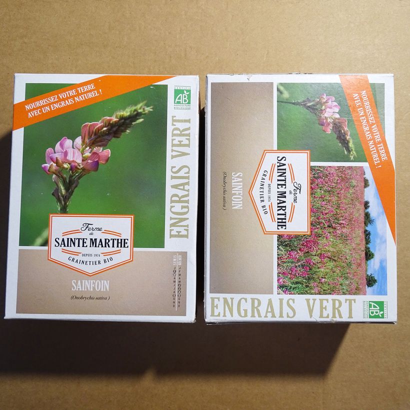 Voorbeeld van een exemplaar van Esparcette BIO groenbemester Ferme de Sainte Marthe - Onobrychis viciifolia het zakje zaden van 200 gram zoals geleverd