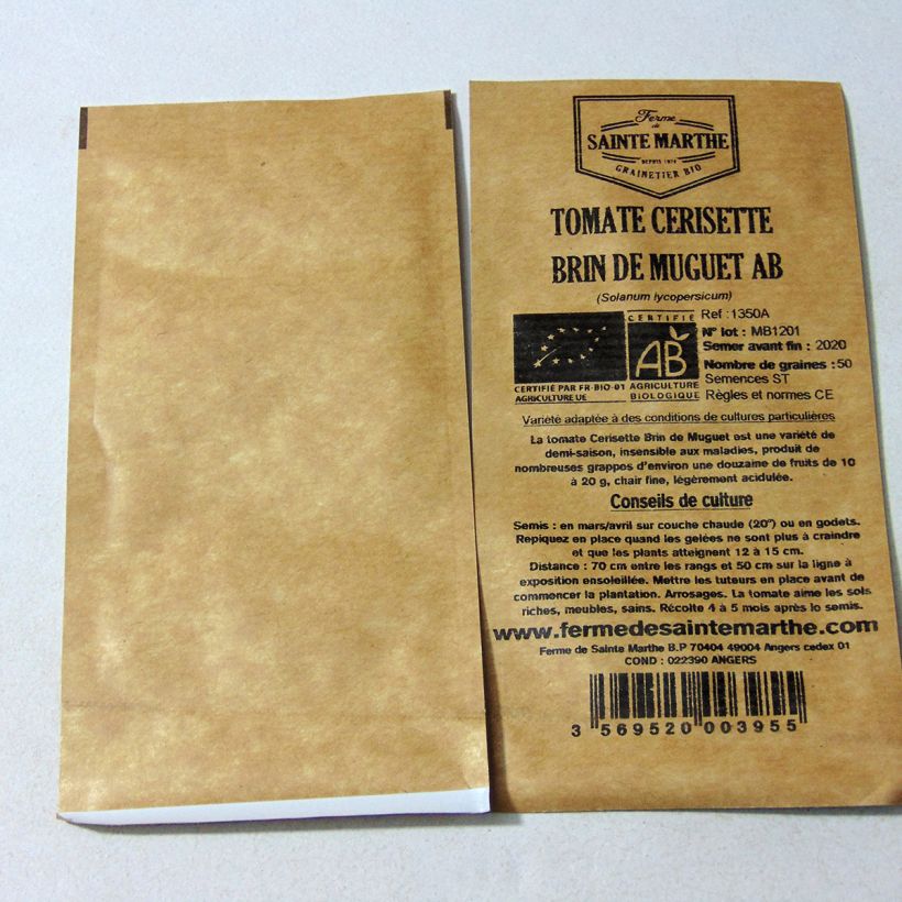Example of Cherrytomaat Brin de Muguet BIO - Ferme de Sainte Marthe het zakje met 50 zaden as you get
