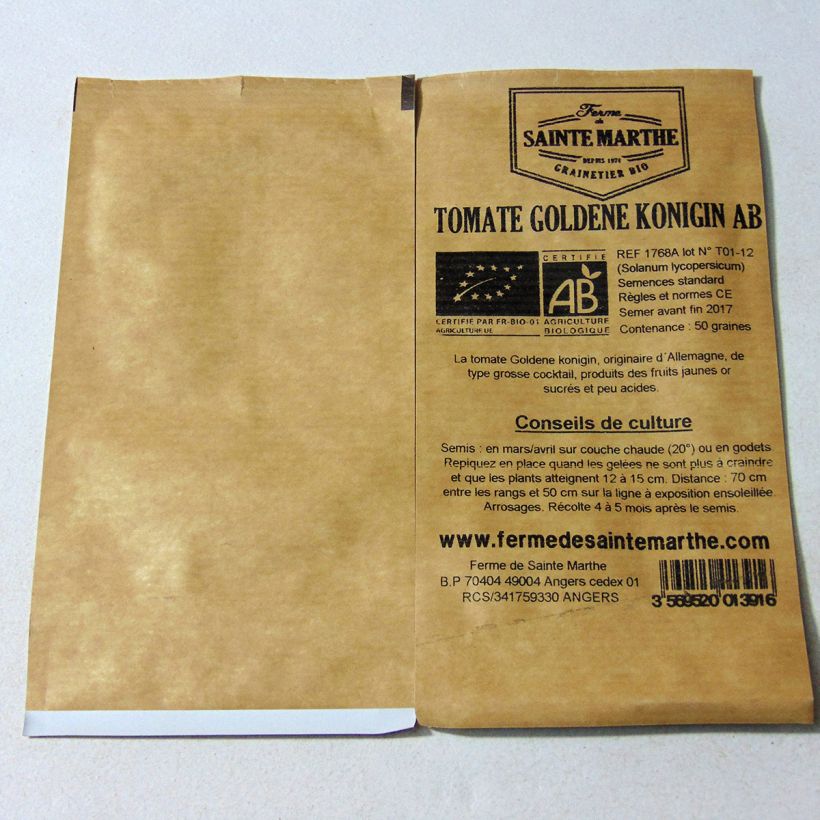 Example of Tomaat Goldene Königin BIO - Ferme de Sainte Marthe het zakje met 50 zaden as you get