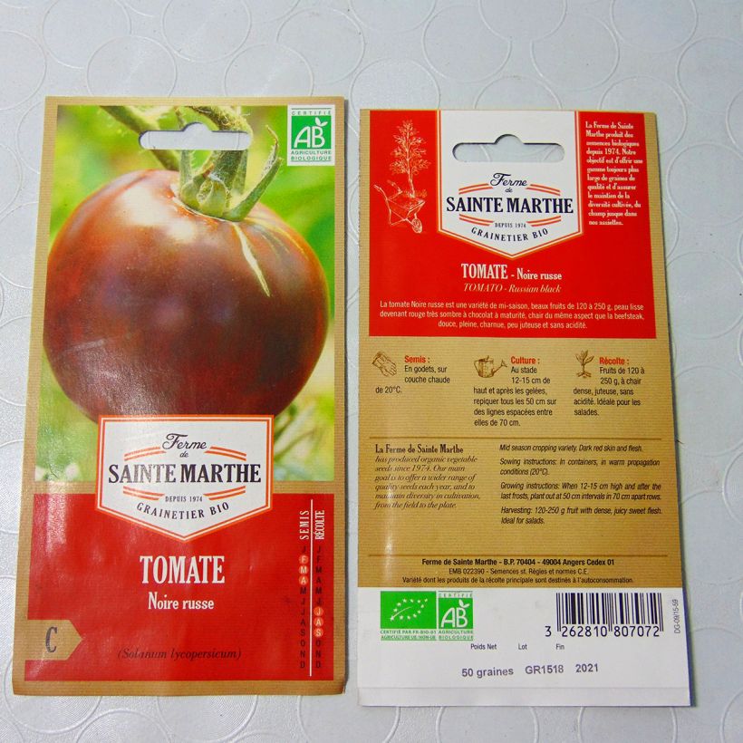 Example of Tomaat Noire Russe BIO - Ferme de Sainte Marthe het zakje met 30 zaden as you get