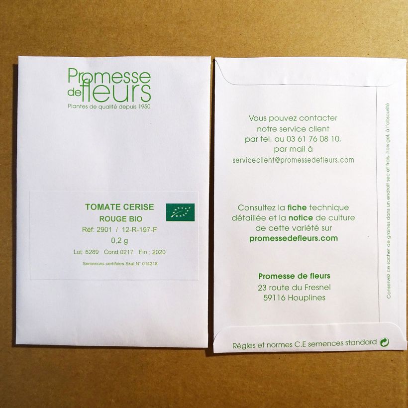 Voorbeeld van een exemplaar van Cherrytomaat BIO het zakje met 100 zaden (0,2g) zoals geleverd