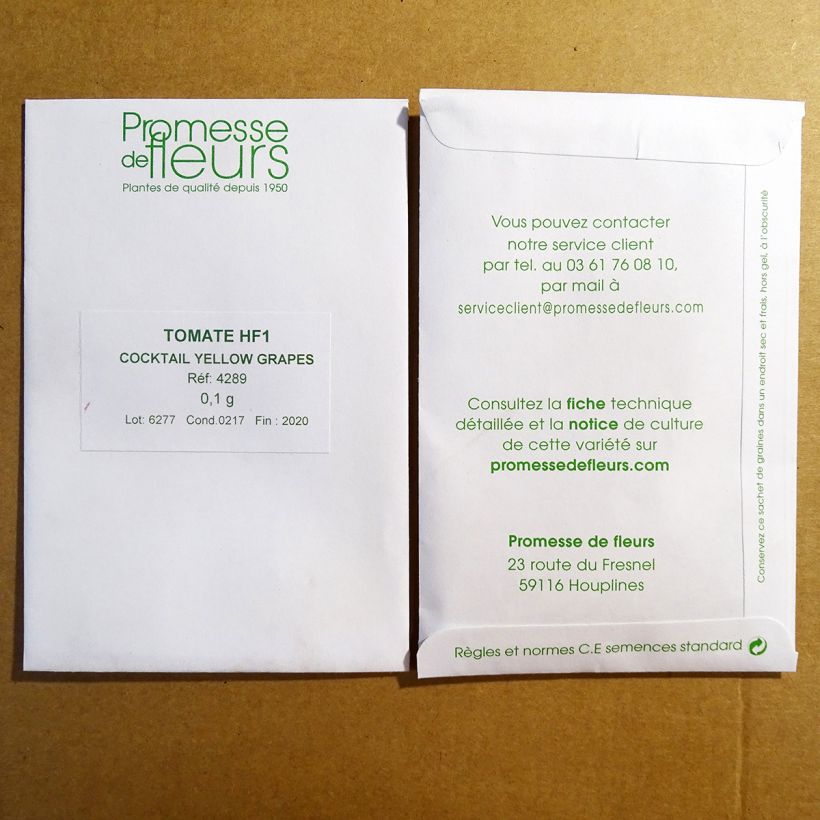Voorbeeld van een exemplaar van CherrytomaatYellow Grapes F1 het zakje met 50 zaden (0,1g) zoals geleverd