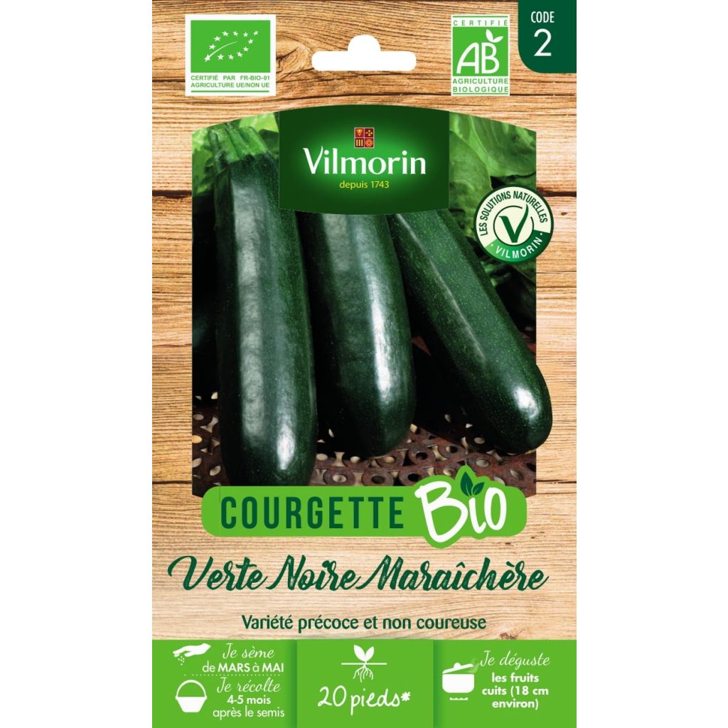 Donkergroene courgette BIO - Vilmorin