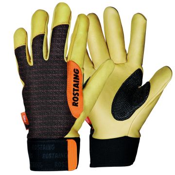 Professionele Rostaing snoeihandschoenen met leren palm - Twijg bruin